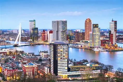 Skyline van Rotterdam met de Erasmusbrug
